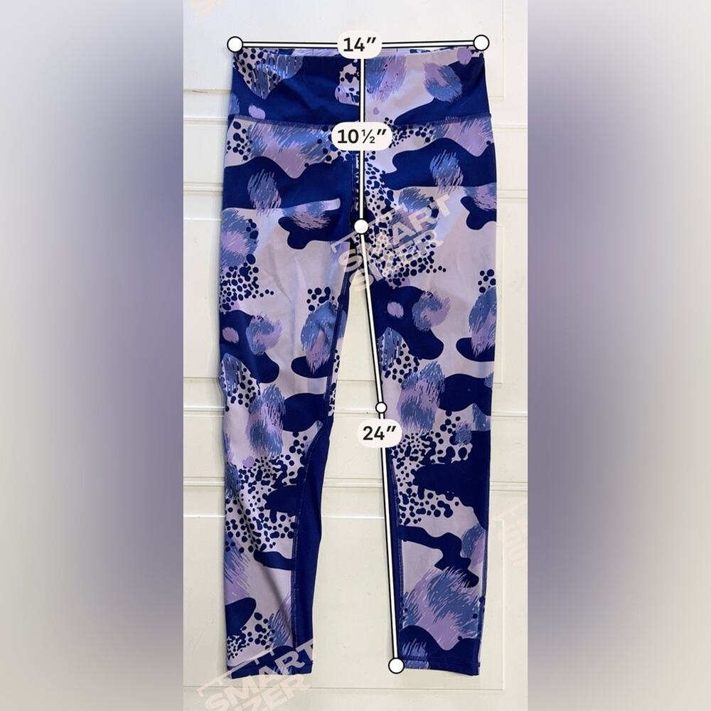 Under Armour Women’s Sz M Purple Blue Geometric Cropped Mesh Breathable Leggings - Picture 6 of 6